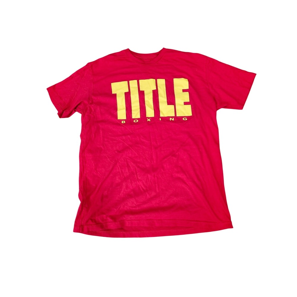 Title Boxing Mens Graphic T-Shirt Red Yellow Short Sleeve Crewneck Size Large